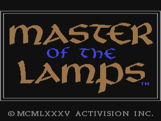 Master of the Lamps title screen for Commodore 64